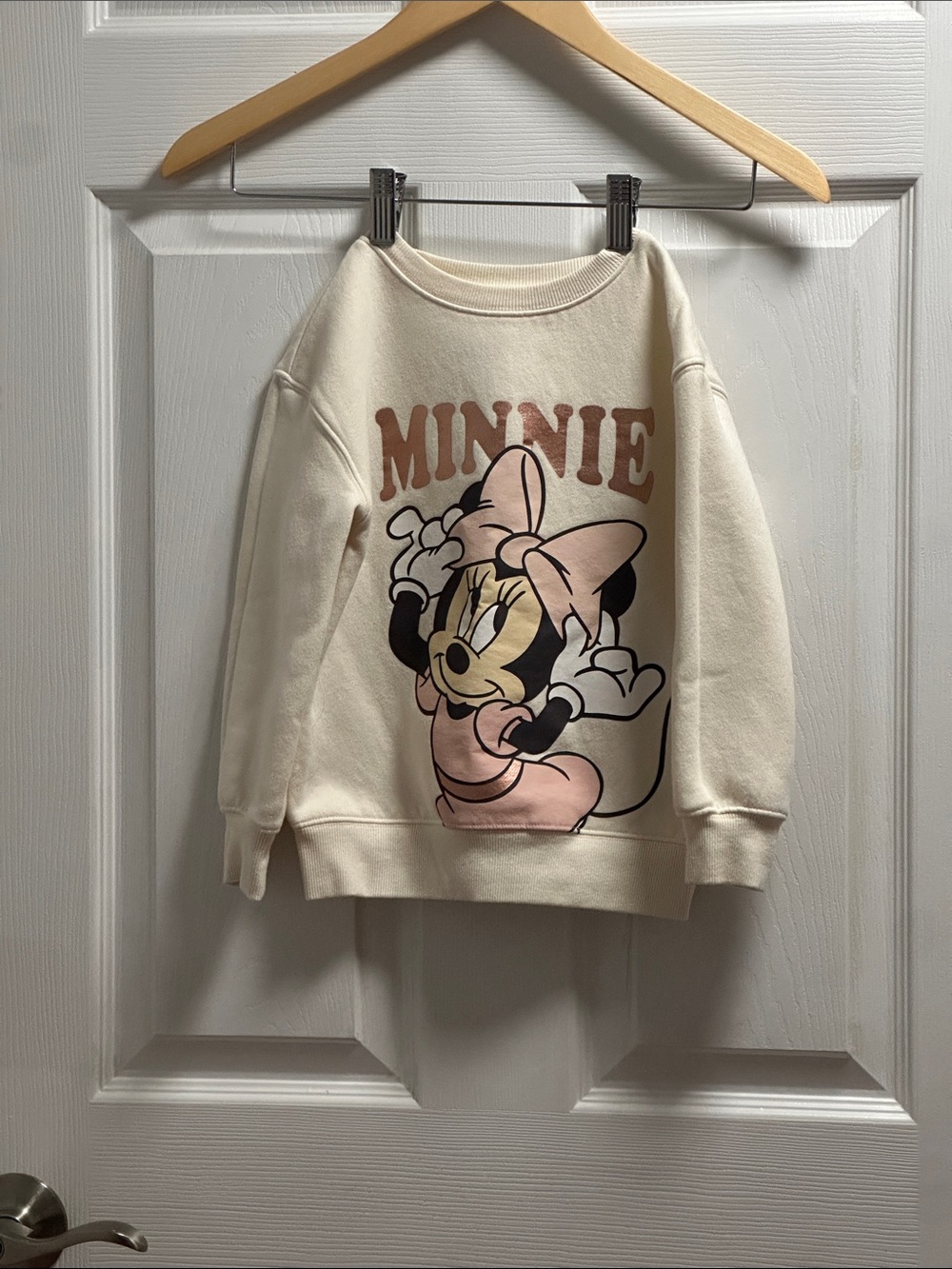 Disney Cream Minnie Mouse Sweatshirt with Pink Accents